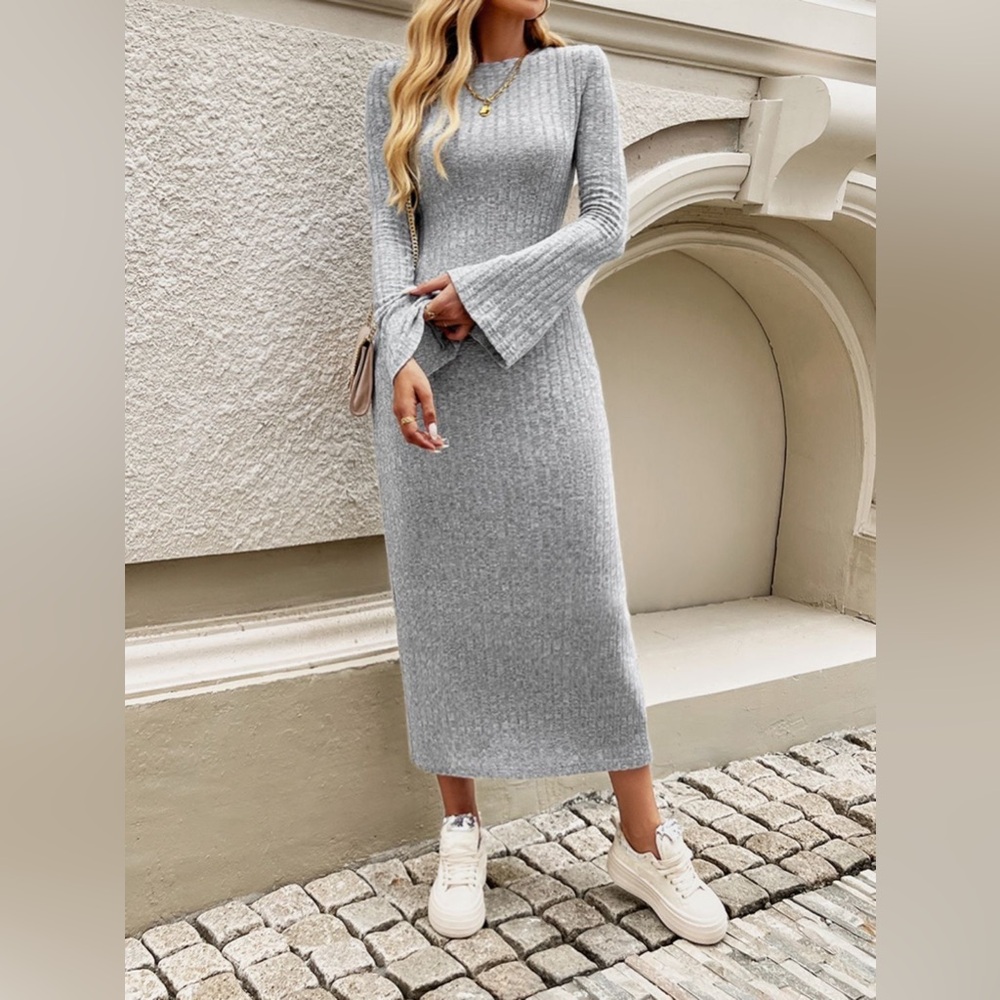 Long sleeve midi dress green - Picture 11 of 15